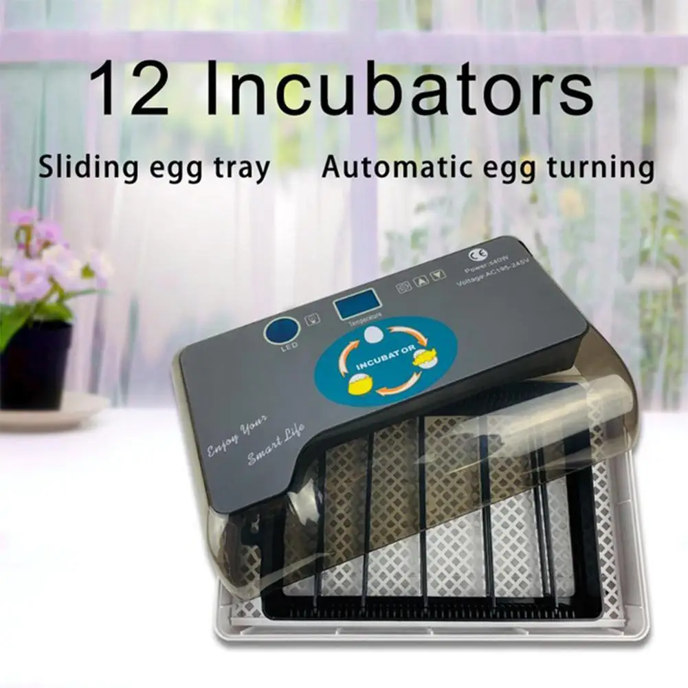 

LanLan 12 Eggs Incubator Temperature Control Device Mini Home Incubators for Chicken Quail Duck Bird Eggs LCD Display