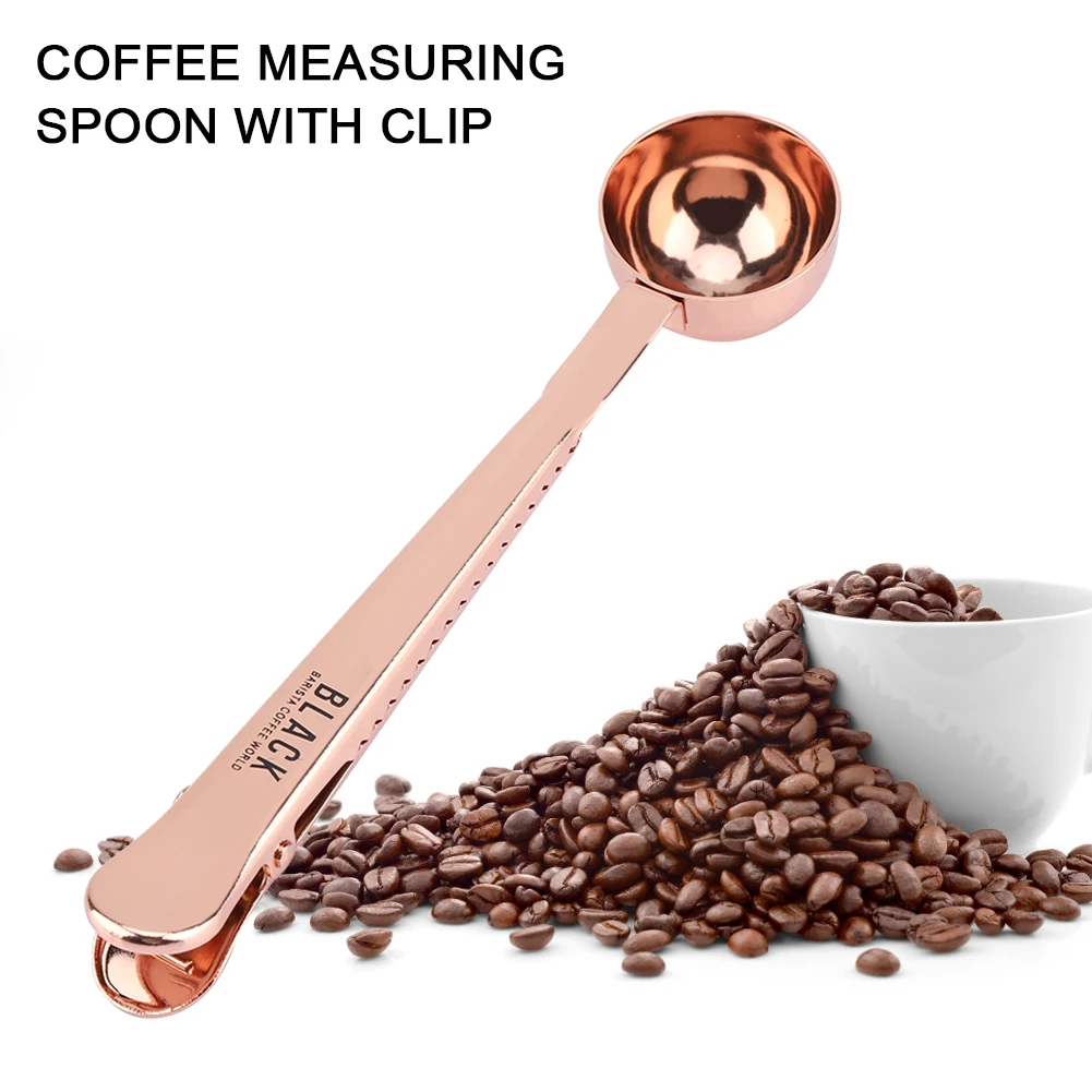 

Stainless Steel Multifunction Ground Coffee Measuring Scoop Spoon with Bag Sealing Long Clip for Tea Coffee Ware