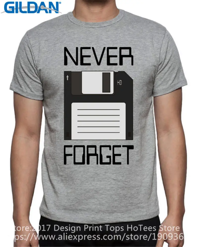 

Screen Printing T Shirts Short Sleeve Printing Custom Short Never Forget Floppy Computer Disk Crew Neck Shirt For Men