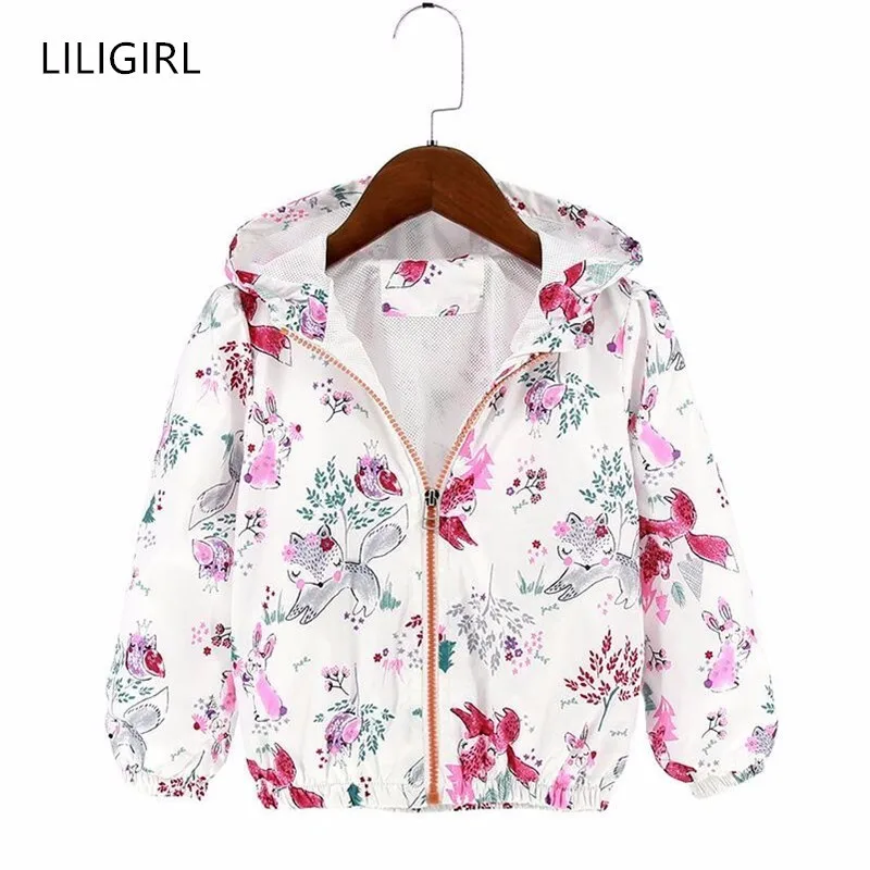 

LILIGIRL Hooded Girls and Boys Cartoon Zipper Jackets Fashion Baby Printing Coat Outwear for Kids Spring Clothes Windbreaker