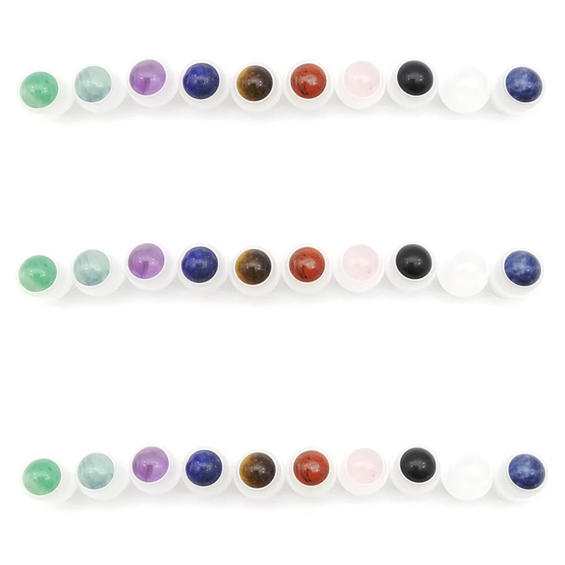 10pcs Natural Semiprecious Stones Gemstone Roller Ball 5ml 10ml Thick Essential Oil Roll On Glass Bottles Spray Bottle