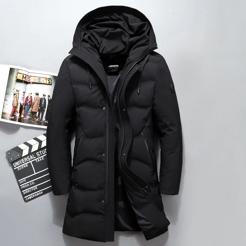 New arrival casual & fashion black long down jacket men thick winter