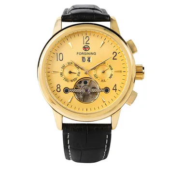 

Mens Watches Luxury Business Skeleton Tourbillon Mechanical Watch Men Automatic Gold Dial Relogio Automatico Masculino Watch