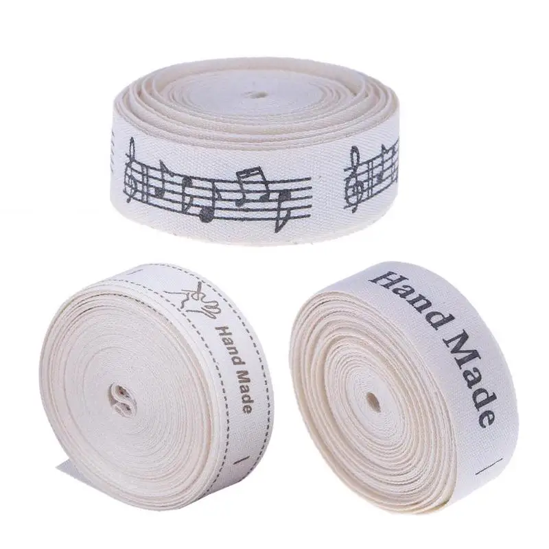 

5 Yard Sew on Woven Lables Craft Tags Scrapbook Sewing Tag Stampato Hand Made Note Craft Sew printed label tags