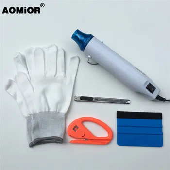 

110V/220V Electric Heat Gun+Felt Squeegee Scraper+Film Cutter+Knife+Gloves Car Apply Tools Kit Car Wraps Film