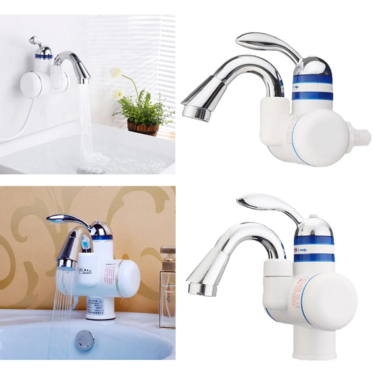 

Instant Electric Water Heater Kitchen Basin Faucet Tankless Waterproof Hot And Cold Bathroom Mixer Water Taps Single Handle 220V