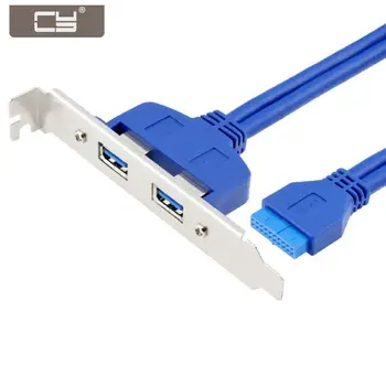 

10pcs/lot Internal 2Pin USB 3.0 Female Mount Panel to Motherboard 20pin Cable with PCI Bracket 50cm