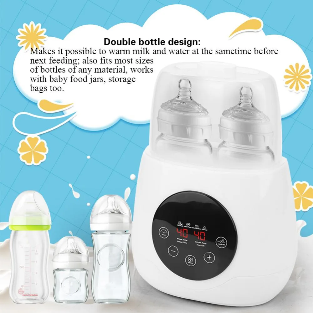 

2in1 Milk Warmer Heater Double Bottle Sterilizer for Baby Food Breast Milk Feeding Intelligent Thermostatic System Bottle Warmer