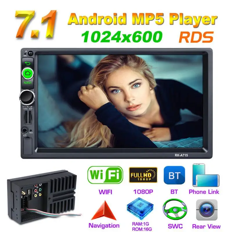 

Universal HD 1080P 7-inch 2DIN QUAD-core Android 7.1 Car Multimedia Player GPS Navigator FM/AM/RDS Radio WIFI Bluetooth Hands-fr