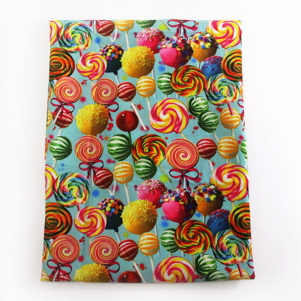 

50*145CM cupcake lollipop patchwork Polyester cotton fabric for Tissue Kids Bedding home textile for Sewing Tilda Doll,c695