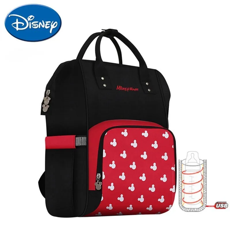 

Disney Diaper Bag Maternity Bag USB Heating Large Capacity Backpack Heat Preservation Cartoon Mickey Nursing Travel Backpack