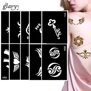 

10 Pieces/Set Henna Tattoo Stencil Star Pattern Paste Drawing Lady Body Art Tattoo Stencil Sexy Product Waterproof 2019 HN#36
