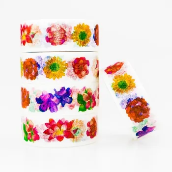 

Different Kinds Flowers Washi masking tape sticky color decorative tape set DIY decoration office stationery scrapbook 1PCS