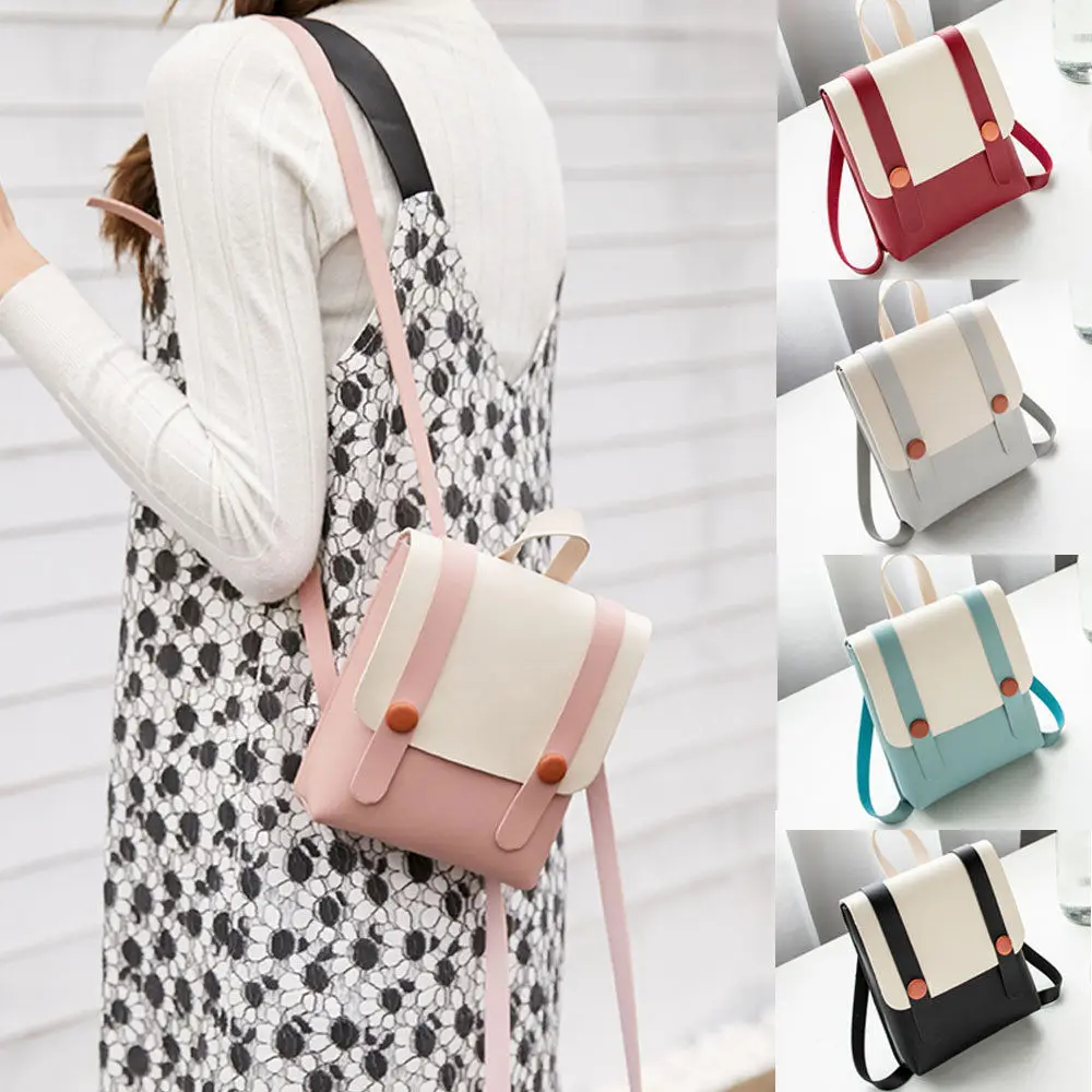 

Fashion Women Mini Backpack Travel PU Leather Small Satchel Rucksack Casual Shoulder School Bag For Girls 2019