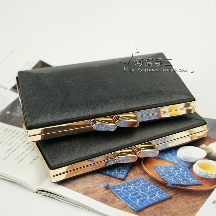 

20x12 Cm Diy Bag Parts Black Plastic Box Gold Metal Purse Frame Wholesale Wallet Obag Handbag Accessories Purse Handle Frames