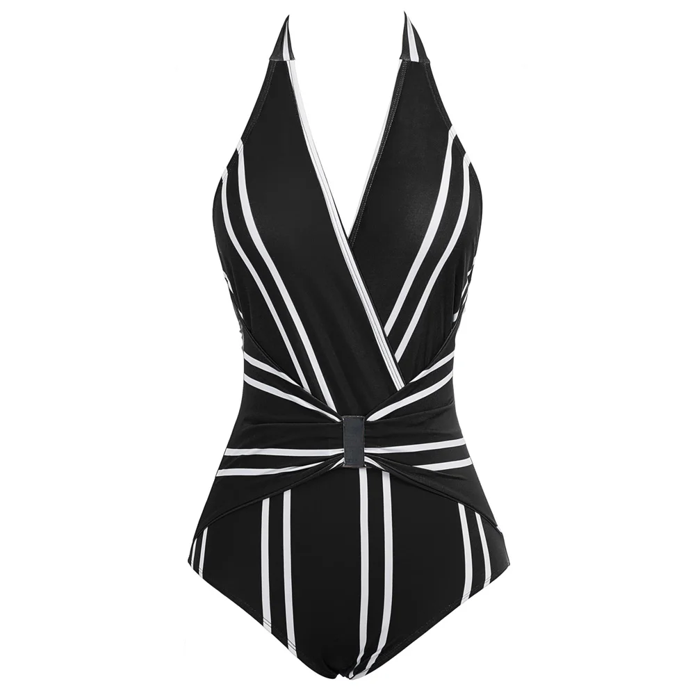 Сексуальные женские спинки Холтер Глубокий v-образным вырезом Цельный купальный костюм Купальники