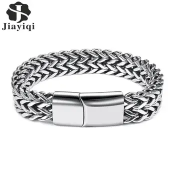 

Jiayiqi Men Bracelet Stainless Steel Link Chain Bangle Magnetic Clasp Bracelet Fashion Male Jewelry Wrist Accessories Gift 19cm