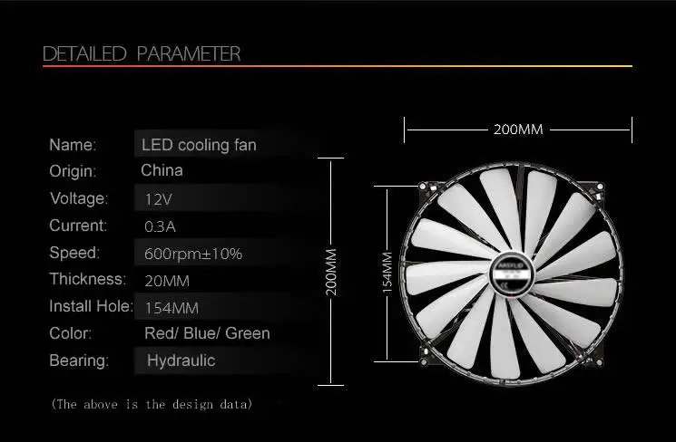 20mm thickness fan Red Blue Green Color 200mm 20cm fan silent for computer Case 20020 fan thin 2cm 40 LED Cooling Fan