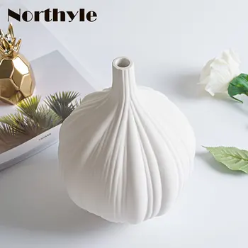 

Northyl Tabletop modern white ceramic vase home Decorative simple porcelain flower bottle wedding decor