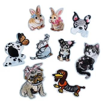 

PGY 1PCS CartoonLovely animals dog cat rabbit Patch High Quality Embroidery Iron Sew On Patches Decor For Bag Jeans Applique
