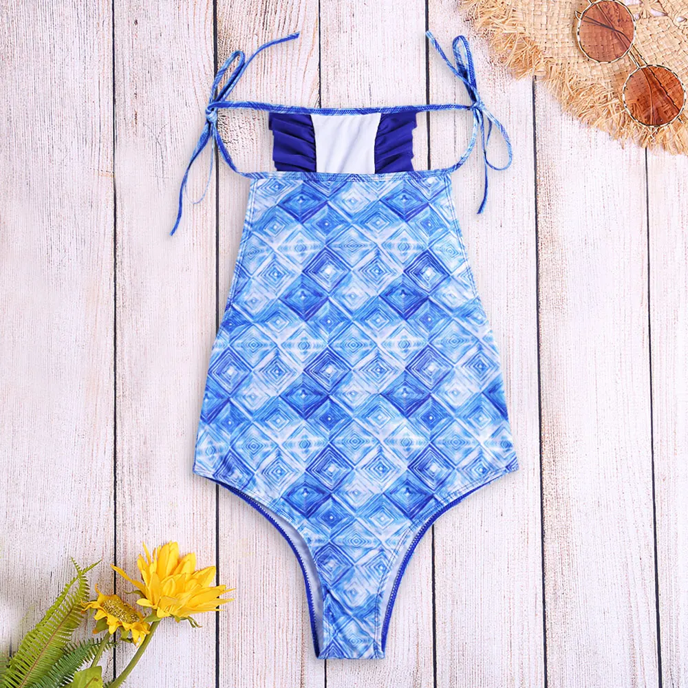 

LANGSTAR Brand Sexy Printing Bikini Women Swimsuit Female Swimwear Lady Bathing Suit Siamese Swimsuits Retro Summer