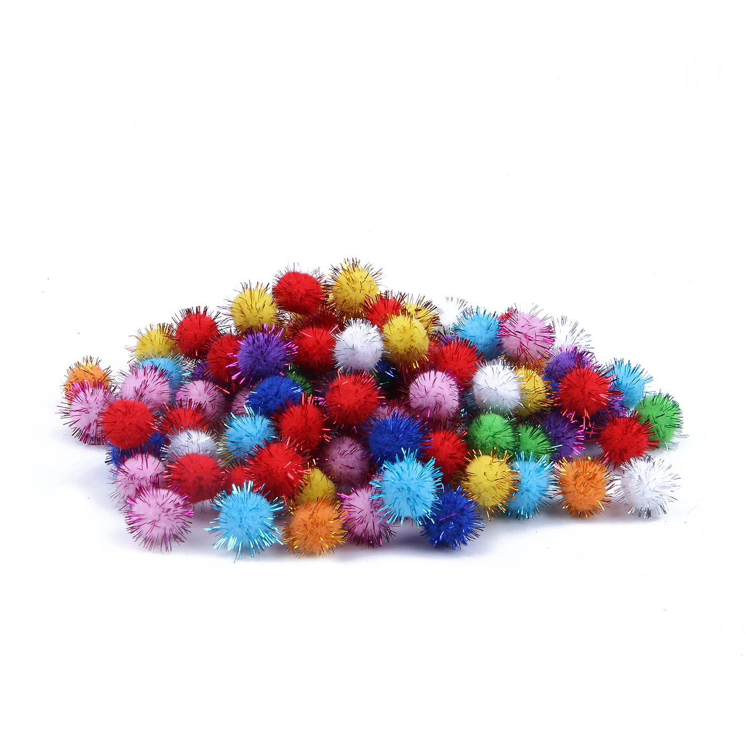 

JABS 100 pcs Mini Colorful Sparkly Glitter Tinsel pompon Balls Toys Dog Cat Bird