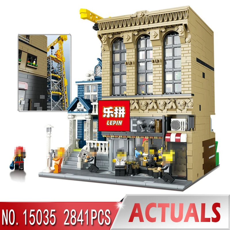 

Lepin 15035 Genuine Creative Streetsight MOC Series The Bars and Financial Companies Set Building Blocks Bricks legoing Toys