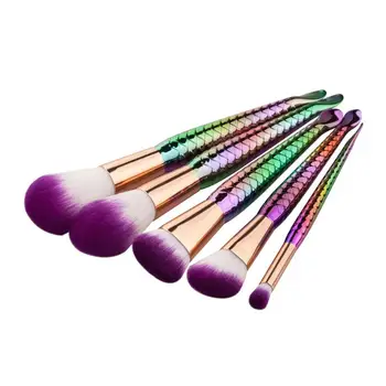 

5pcs Purple Handle Makeup Cosmetic Brushes Set Powder Foundation Eyeshadow