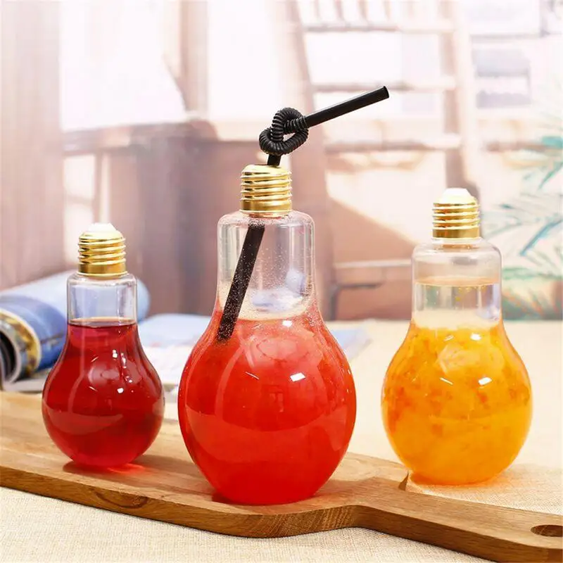 

Creative Light Bulb Water Bottles Dining Table Ornament Juicer Bottle Holiday Celebrate Party Decorative Juice Drinking Bottle