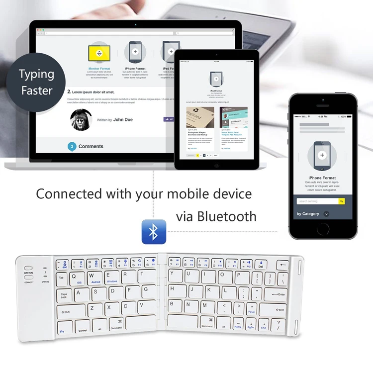 Беспроводная bluetooth портативная английская Bluetooth складная мини клавиатура для iOS