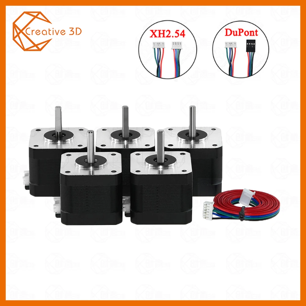 

5Pcs Nema17 Stepper Motor 42 motor Nema 17 motor 42BYGH 1.5A 17HS4401S motor 4-lead for 3D printer with HX2.54/Dupont cable