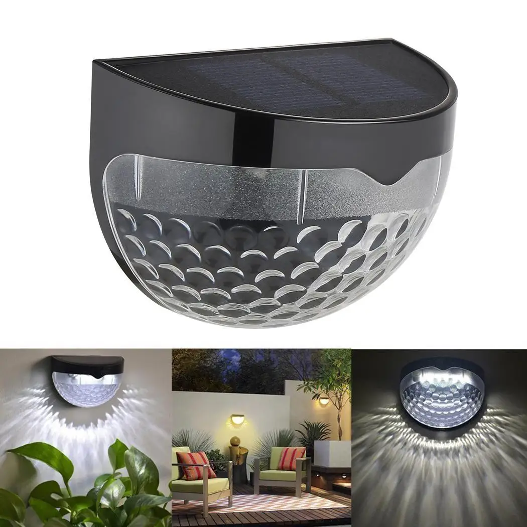 Outdoor Landscape Warm White Light Semi-circular Solar Wall Lamp 134g 6 hours warm white 6PCS 1 2V 600mAh 0 26W Black | Освещение