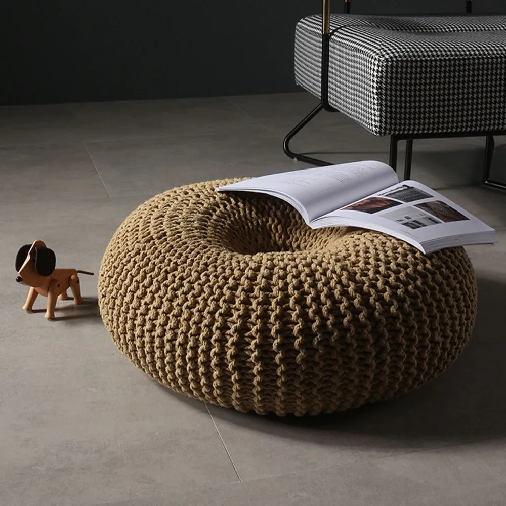 

Modern Designer Sweet And Circle Low Round Stool Sit Piers Pure Manual Weave Cattail Slacker Sofa Change Shoes kids furniture