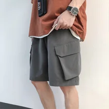 Летние Новые шорты мужские модные однотонные Прямые повседневные шорты мужские уличные трендовые свободные шорты в стиле хип-хоп Мужская одежда