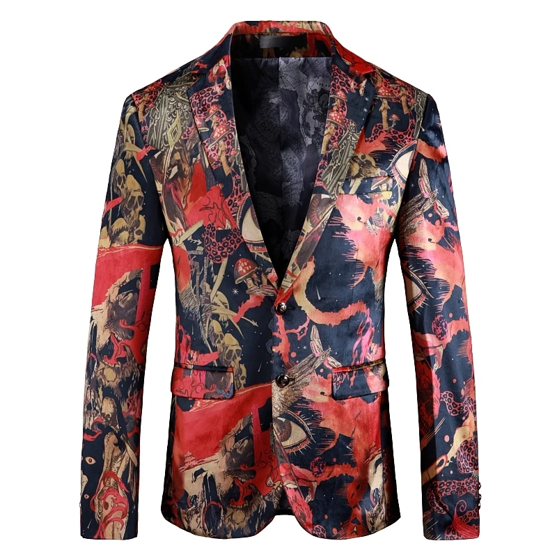 

Casual Dress Suit Coat New Fashion Flower Blazer Masculino 5xl Slim Fit Men Blazer Gentlemen Business Formal Dress Suit Jackets