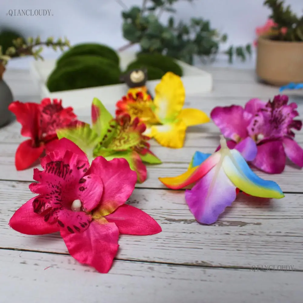 5/30/100 Pieces Red Rose White Artificial Thai Orchids Silk Flower