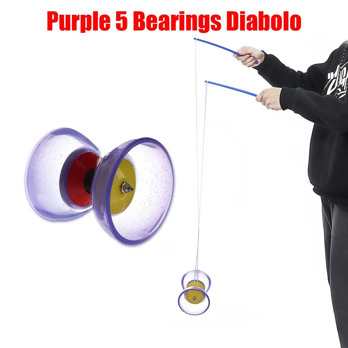 Пластик 5-подшипник Diabolo с Handsticks и нанизанные игрушка для жонглирования для профессионалов для начинающих, для взрослых и детей, набор йо-йо