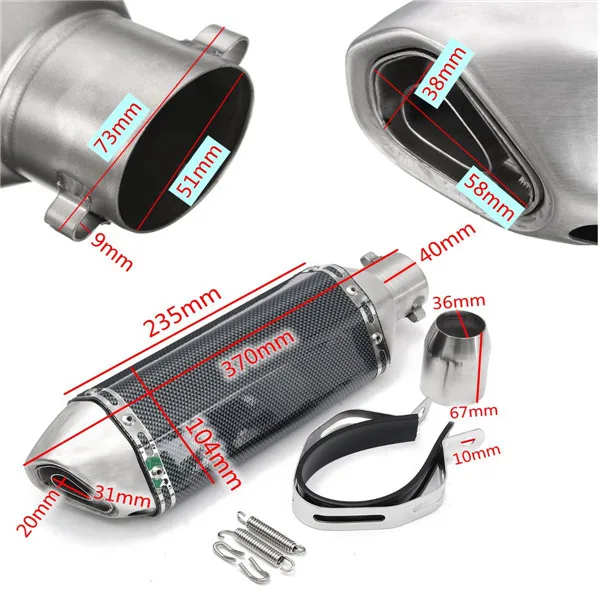 28-51mm 36-51mm 38-51mm Universal de Escape de la motocicleta tubo de Escape silenciador W/ sliencer etiqueta para Honda Yamaha para Kawasaki