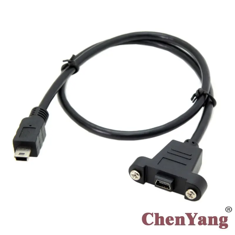 

CY Chenyang Mini USB 5Pin Male Panel Mount Type to Female Extension Adapter Cable with Screws 50cm