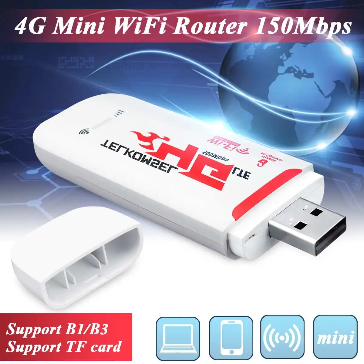 

Unlockeds 4G LTE 3G USB WiFi Modem Router Mobile Broadband MiFi Wireless Hotspot