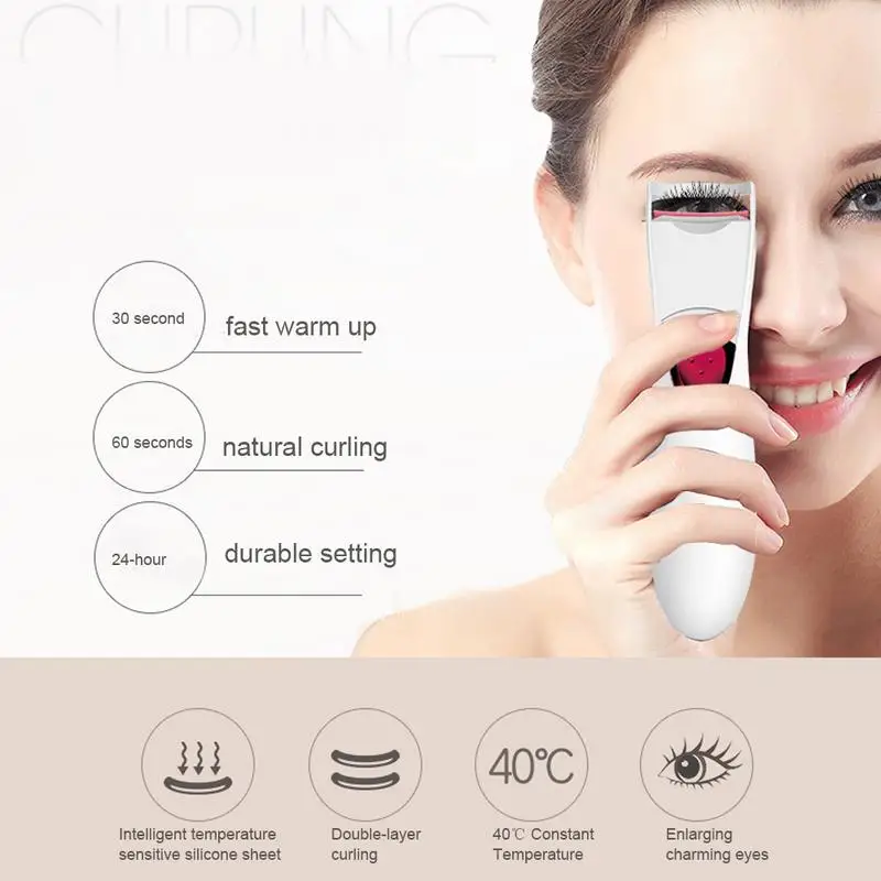 

Eyelash Curler Double Layer Perm Eyelash Electric Curling Mini Portable Temperature Sensitive Silicone Sheet Safety Convenient