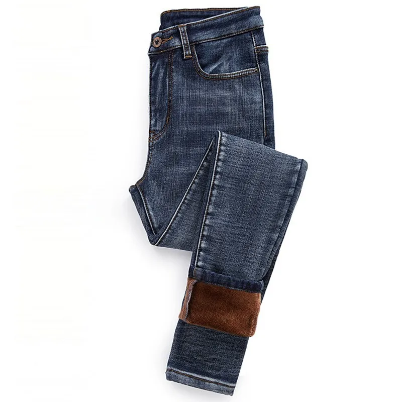 

2018 Autumn Winter Korean Style High Waist Ladies Jeans Femme Woman Plus Size Thick Casual Warm Pencil Pants Women Clothes A611