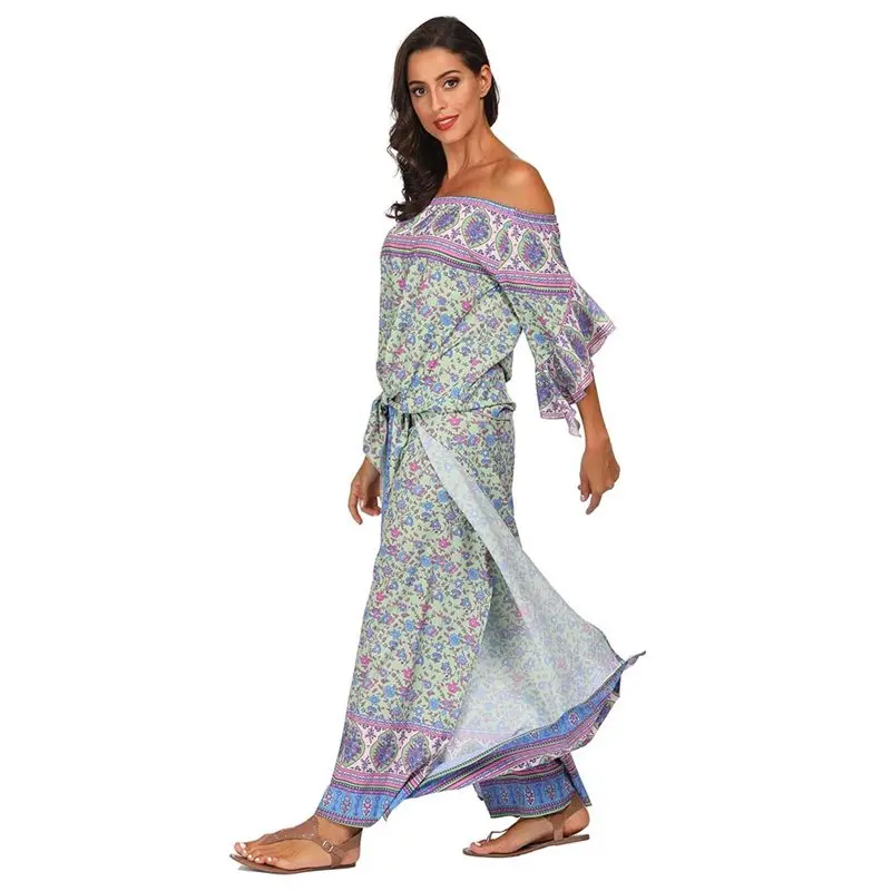 2 Piece Set Women Casual Boho Sweet Elegant Sexy Travel Beach Retro Ladies Red Tops Wide Legs Pants Floral Strapless Ethnic Suit 2 Piece Set Women Casual Boho Sweet Elegant Sexy Travel Beach Retro Ladies Red Tops Wide Legs Pants Floral Strapless Ethnic Suit