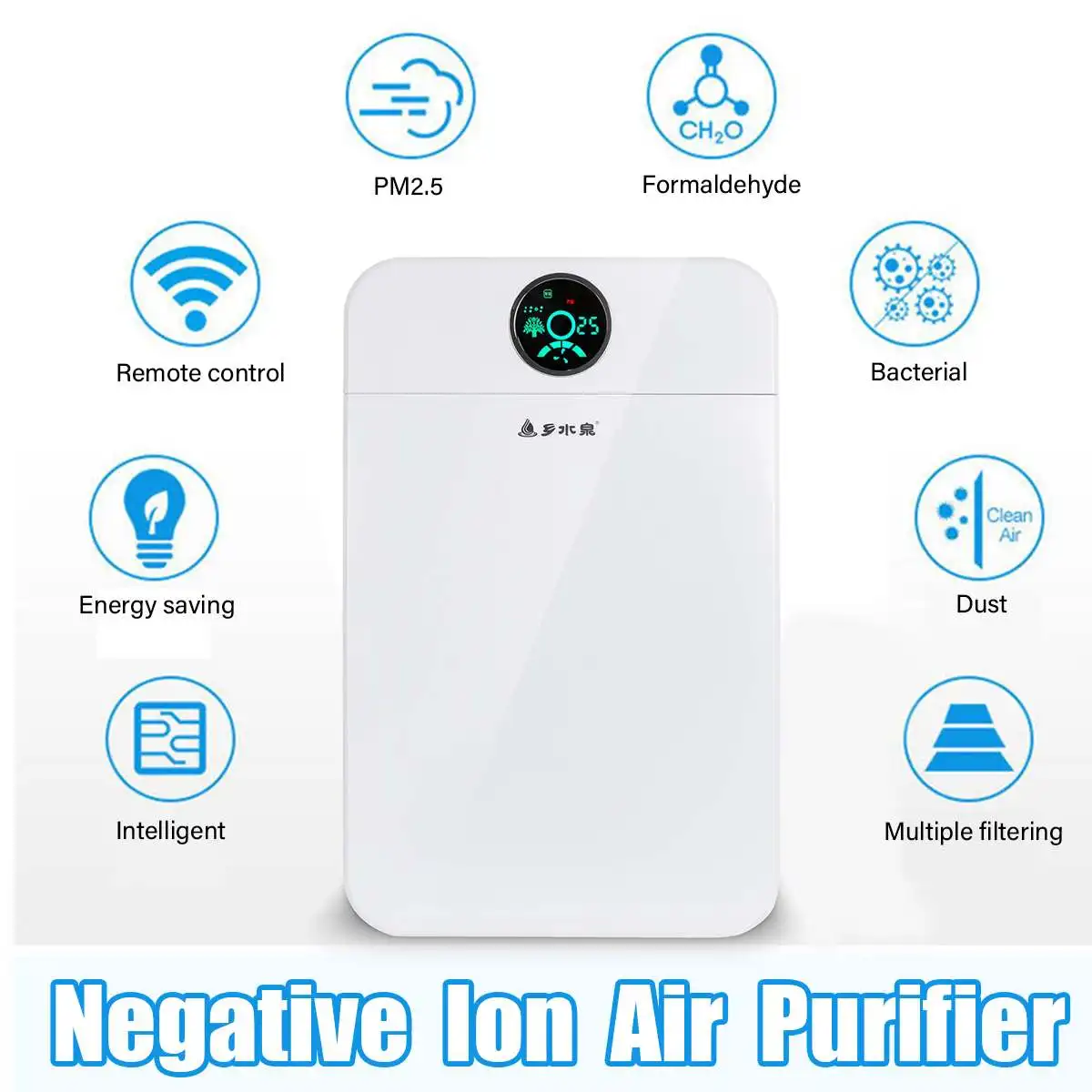 

35W 220V Air Purifiers LCD Display Formaldehyde Purifier w/HEPA Remote Control Timer Low Noise Home Dust Smoke Filter Cleaner
