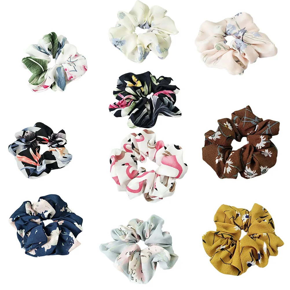 10pcs Hair Ties Elastic Elegant Floral Ponytail Holders Hair Binders