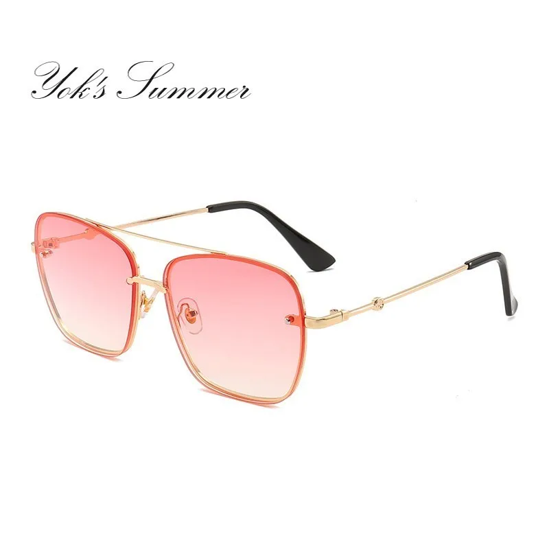

Yok's 2019 Fashion Square Sunglasses Women Brand Metal Frame Gradient Lens Sun Glasses UV400 Shade Driving Goggle Oculos WN1187