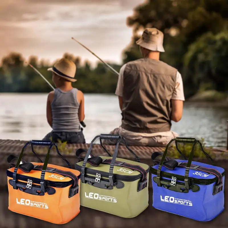 

Portable Folding Bucket With Fish Wear Fishing Gear Box EVA Fishing Zipper Outdoor Tackle Box