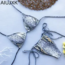 AIUJXK Змеиный Леопардовый принт держатель бикини женский сексуальный 2 шт купальник женский сексуальный пляжный стиль бюстгальтер и трусики Кружевной Костюм