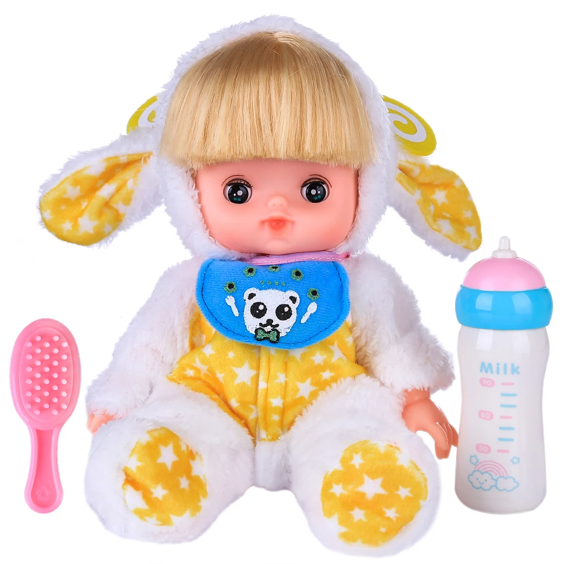 

Baby Doll Toys Lifelike Pretend Play Doll Set Makeup Hairstyle Play Toy Beauty Pretend Play For Kids Birthday Gift- White Yellow