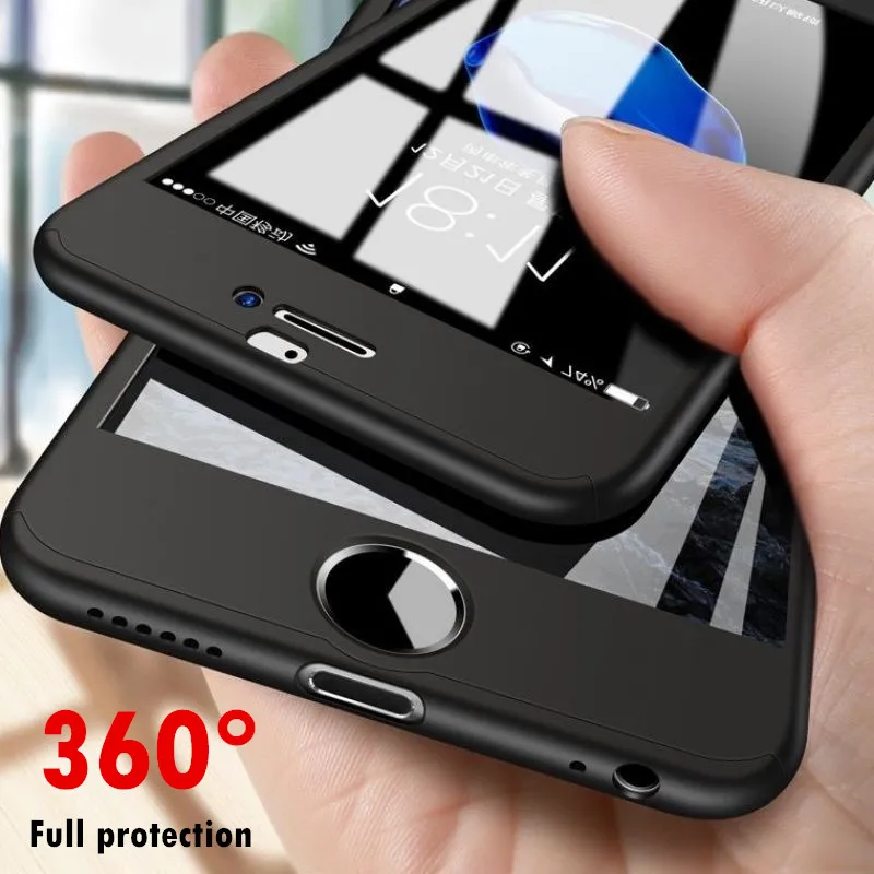 360 Full Protective Cases For iPhone XS MAX X XR Coque Phone Shells 8 Plus 6 6S 7 5 5S SE Cover Capa with Glass |